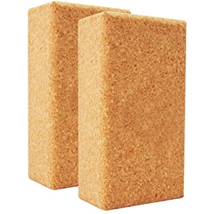 AMITYUNION Yoga Block 2er Set Kork - Nachhaltige Hatha Klotze mit Trainingsheft, 75 mm, rutschfest und hautfreundlich, ideal für Anfänger und Fortgeschrittene – Bild 2