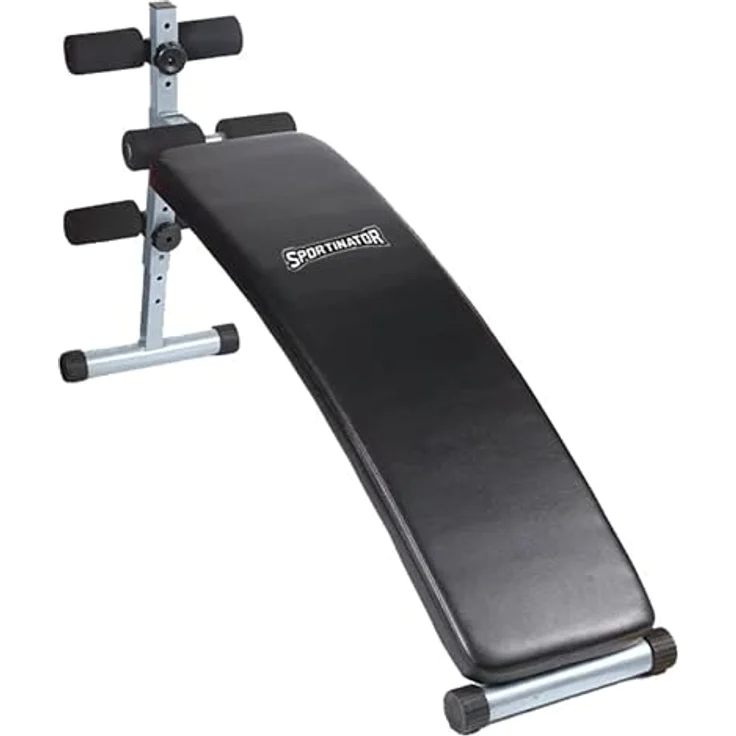 SPORTINATOR STR-2 Sit Up verstellbare Trainings Hantelbank, grau, belastbar bis 200 kg, höhenverstellbar, inkl. 2 Widerstandsbänder – Bild 1