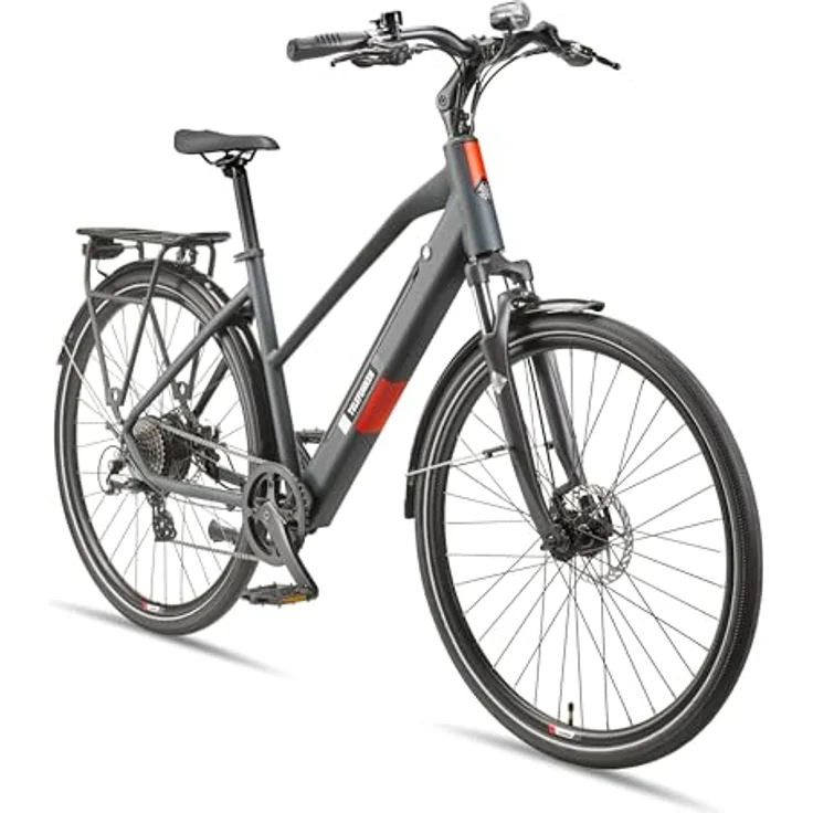 TELEFUNKEN XT490 E-Bike 28 Zoll Damen Trekking Pedelec, 250 W Heckmotor, 8-Gang Kettenschaltung, 417,6 Wh Akku, Granitgrau – Bild 1