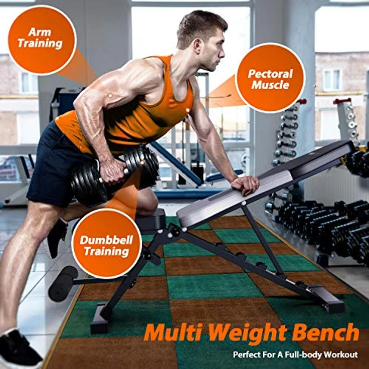 WINNOW Verstellbare Hantelbank Klappbar Heimtraining Fitness Trainingsbank Schrägbank Flachbank Bankdrücken Multifunktion Übung – Bild 2
