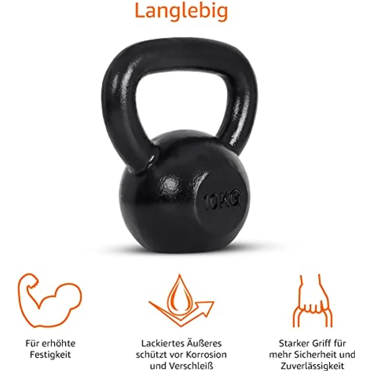 Amazon Basics - Kugelhantel aus Gusseisen, 10 kg, Schwarz – Bild 2