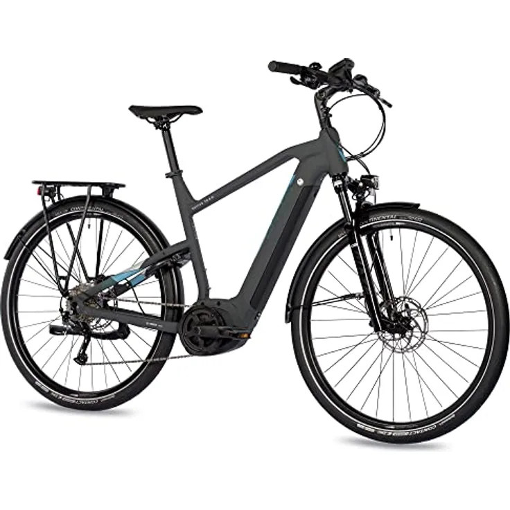 Airtracks 28 Zoll E-Bike Herren Trekking Fahrrad Motiv TR.2.0 Schwarz Matt Bosch Performance LINE POWERTUBE 625Wh 9 Gang Shimano RD-M2000 SGS (54cm)