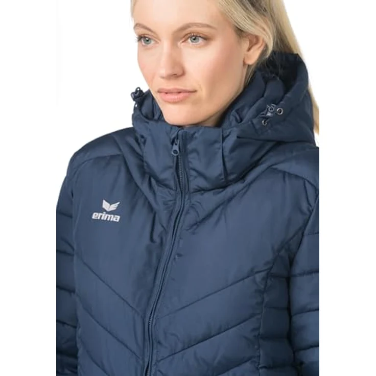 Erima CMPT Steppjacke Damen, dunkelblau, leicht, mit abnehmbarer Kapuze und tailliertem Schnitt, Gr 44 – Bild 5