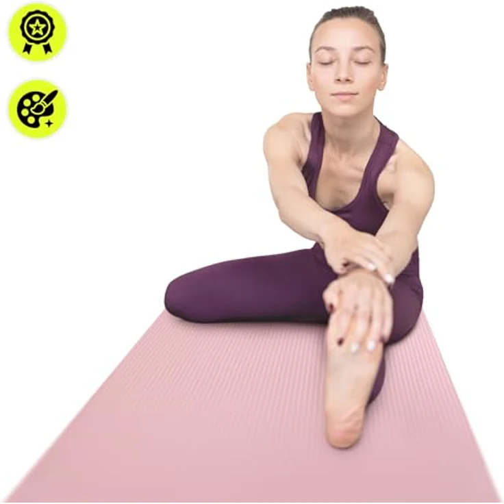 HyperMotion Yogamatte HYP55 YOGA MAT 0.8P, NBR-Schaum, 183x61 cm, 8 mm Komfortstärke, pink mit Tragegurt – Bild 4