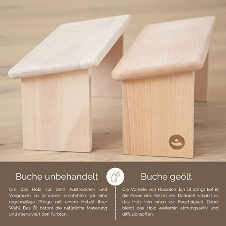 Bodhi Meditationsbank aus Holz (Buche) | Yoga Hocker | Kniesitz Medibank für tiefe Meditation | LHOTSE Buche geölt – Bild 5