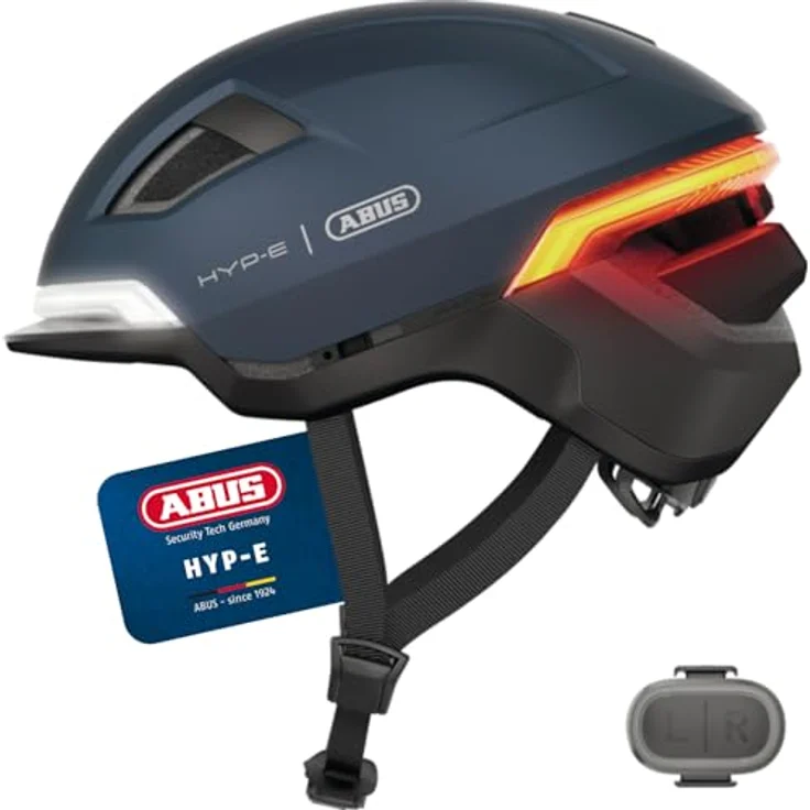 ABUS HYP-E Fahrradhelm, Helm mit Frontlicht, Rücklicht und Blinklicht, für E-Bike und S-Pedelec, Größe L, Blau – Bild 1