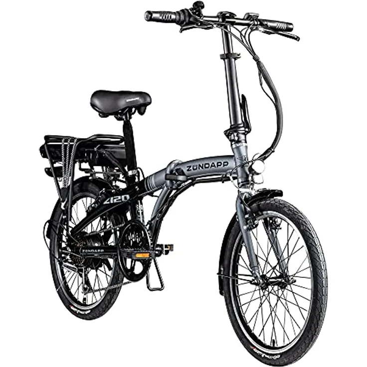 ZÜNDAPP Z120 20 Zoll E Bike Faltrad Damen Herren Elektrofahrrad klappbar Fahrrad Elektro Klapprad Ebike Pedelec E-Bike Erwachsene Klappfahrrad (schwarz/grau, 28 cm) - Kompaktes Design, kraftvoller Antrieb bis 25 km/h, 115 km Reichweite