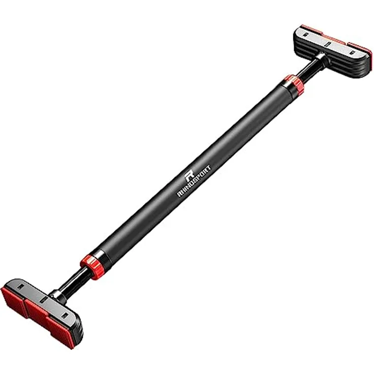 RHINOSPORT Klimmzugstange Pull Up Bar Verstellbare Klimmzugstange, Oberarm und Bauchtrainer, Stabiler Stahl, Türreck für Klimmzüge Türstock für Türen von 69-92 cm (27.1in-36.2in), NO SCREW