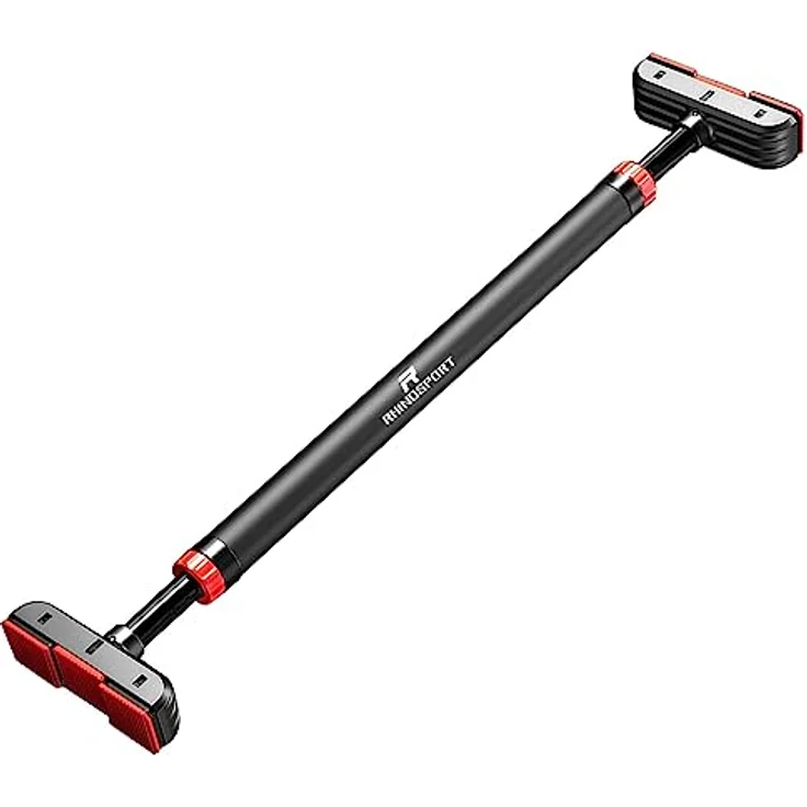 RHINOSPORT Klimmzugstange Pull Up Bar Verstellbare Klimmzugstange, Oberarm und Bauchtrainer, Stabiler Stahl, Türreck für Klimmzüge Türstock für Türen von 69-92 cm (27.1in-36.2in), NO SCREW – Bild 1
