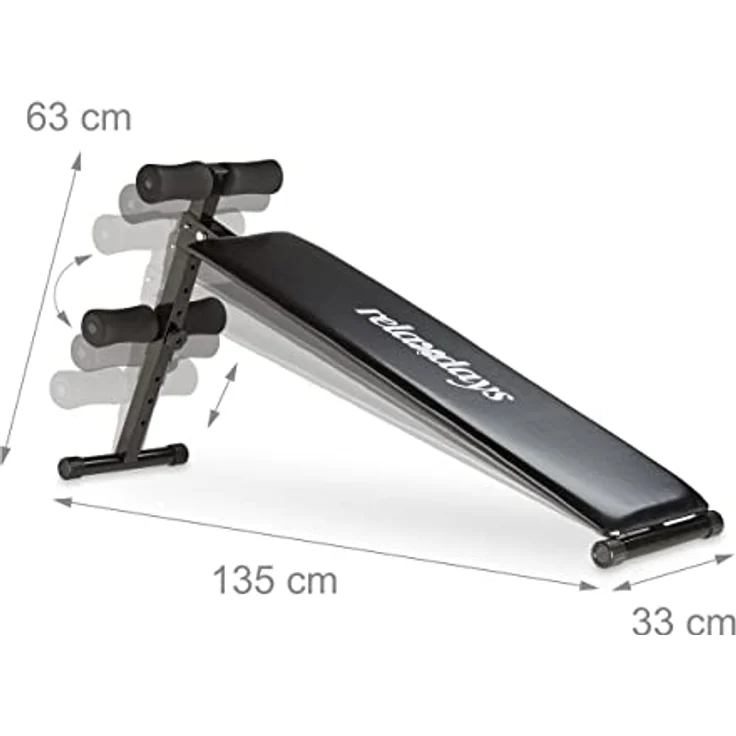 Relaxdays Sit Up Bank klappbar, 5-fach verstellbar, Bauchtrainer Bank, gepolsterte Beinfixierung, Trainingsbank, schwarz – Bild 4