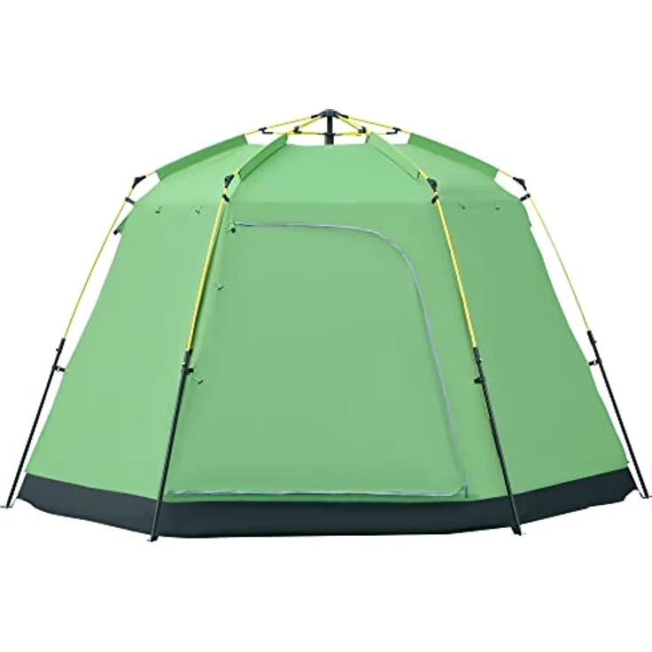 Outsunny Camping Zelt 6 Personen Kuppelzelt, wasserdicht mit schnellem Auf- und Abbau, grün, 320 x 320 x 180 cm – Bild 1