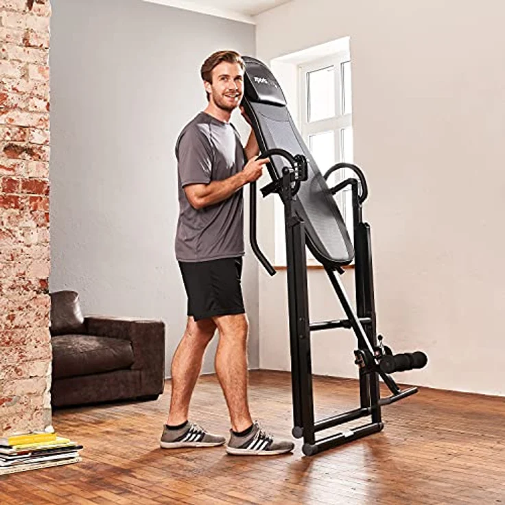SportPlus Inversionsbank für zuhause, klappbarer Schwerkrafttrainer, Inversion Table mit 4 Inversionswinkel, Streckbank zur Entlastung der Wirbelsäule, Rückenstrecker mit Nutzergewicht bis 135 kg – Bild 5
