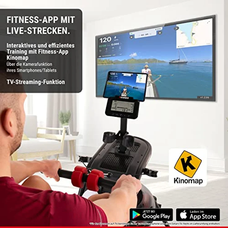 HAMMER Wasser-Rudergerät WaterEffect 3D, klappbar, 4 Rudervarianten, 19 Programme – Bild 3