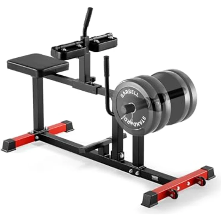 VEVOR sitzende Wadenmaschine UB2912, Kraft-Beintrainer mit 200 kg Tragkraft für Beinübungen, Schwarz + Rot – Bild 1