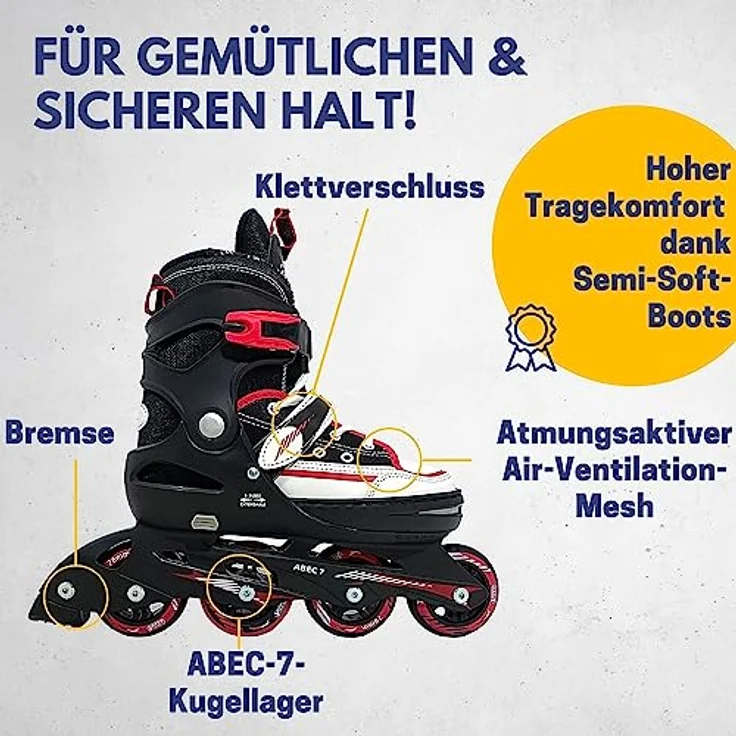 Best Sporting Inline Skates Kinder, größenverstellbare und robuste Inliner mit Bremse, 4 Rollen, für Jugendliche – Bild 3