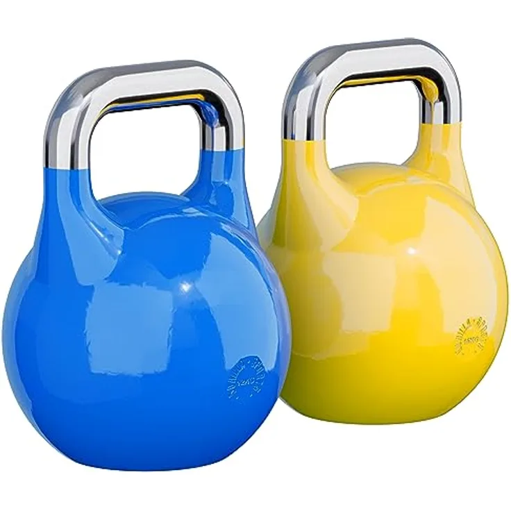 GORILLA SPORTS® Kettlebell Competition - Gewicht 8 kg bis 40 kg, Bodenschonende, aus Massivstahlguss, in 9 Farben - Wettkampf Kugelhantel, Schwunghantel, Kugelgewichte