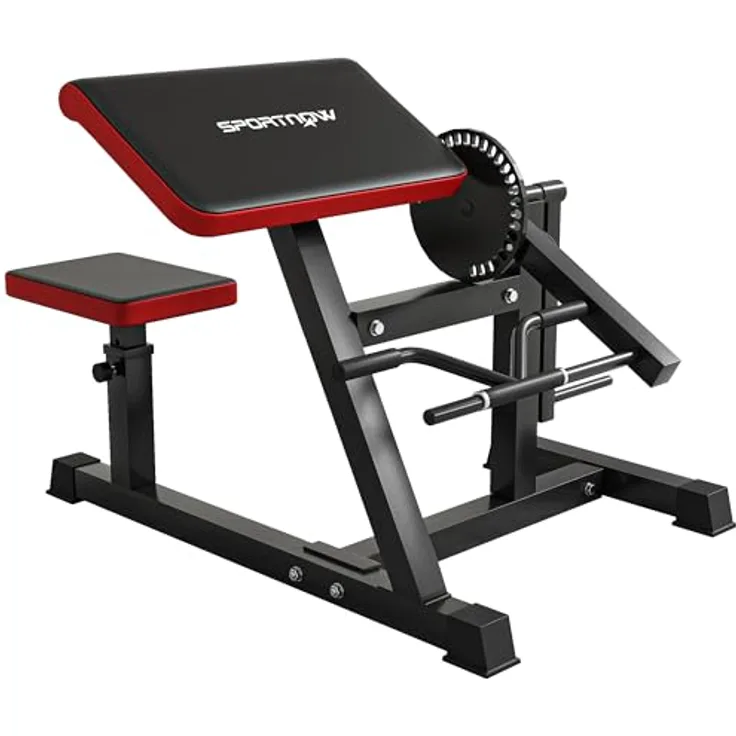 SPORTNOW Bizeps/Trizeps Curl Maschine mit 5-stufigem verstellbarem Sitz, Kunstleder, Schwarz