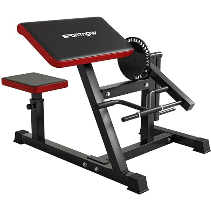 SPORTNOW Bizeps/Trizeps Curl Maschine mit 5-stufigem verstellbarem Sitz, Kunstleder, Schwarz – Bild 1