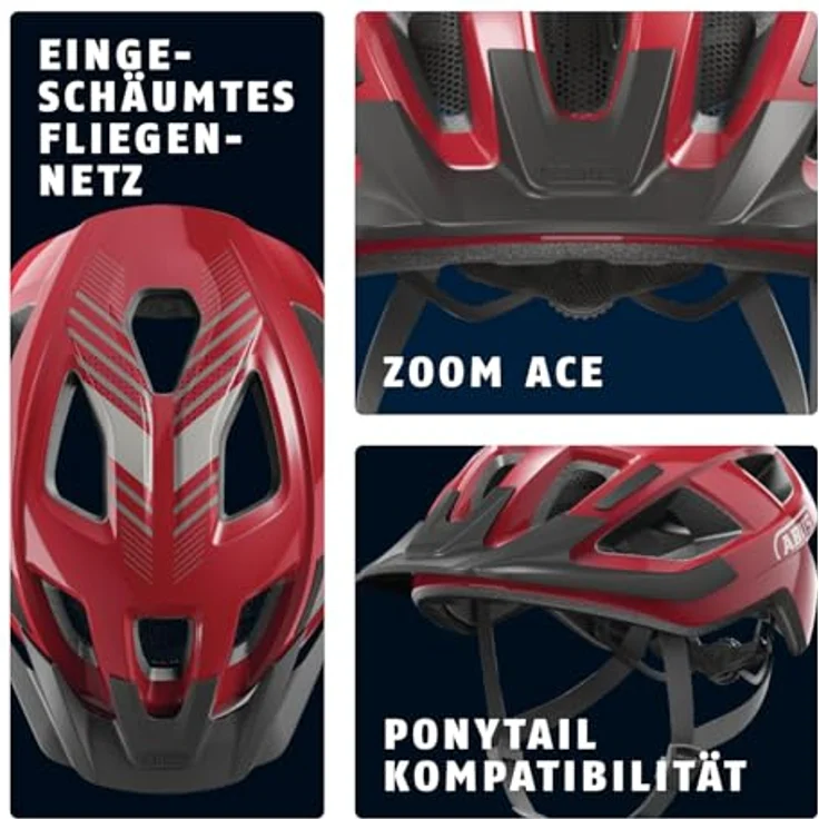 ABUS Fahrradhelm Aduro 3.0 LED - sportiver City-Helm für Damen und Herren - Größe M, Rot mit Rücklicht – Bild 4