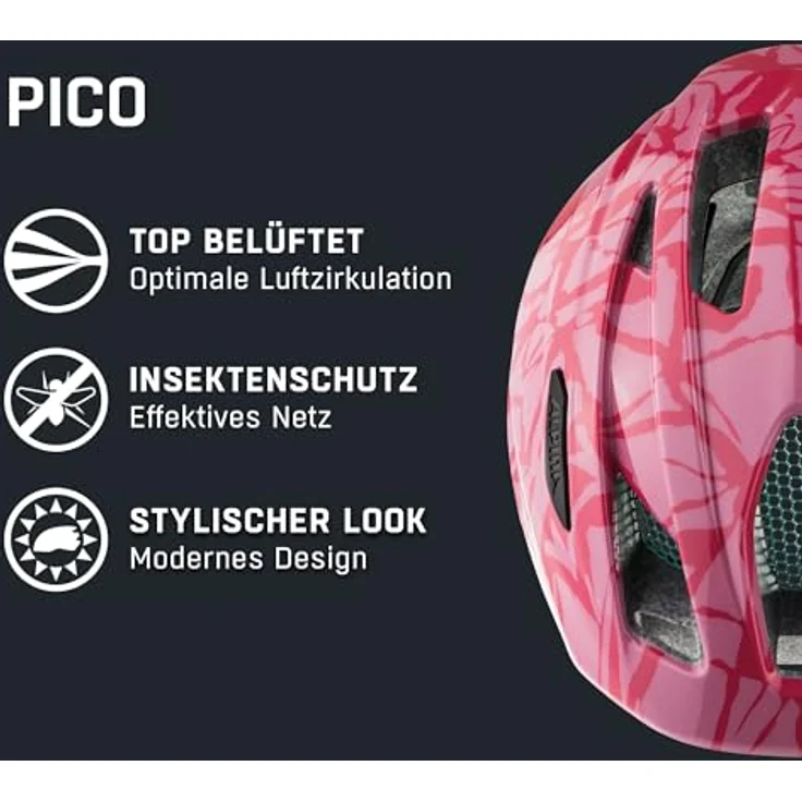 Alpina Kids Pico Pink - Sparkel Gloss, Größe 50 - 55 cm - Fahrradhelm, Farbe Pink – Bild 3