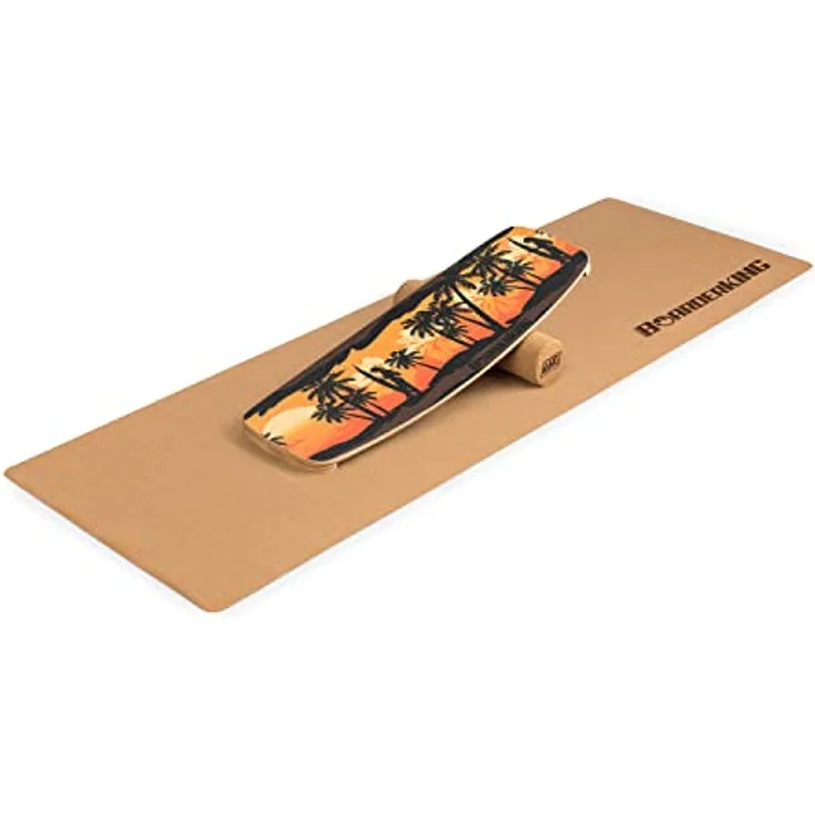 BoarderKING Indoorboard - Balance Board für Indoor-Surfen und Skaten, Gleichgewichtsboard für NeuroMuscular Response Training, inkl. Schutzmatte
