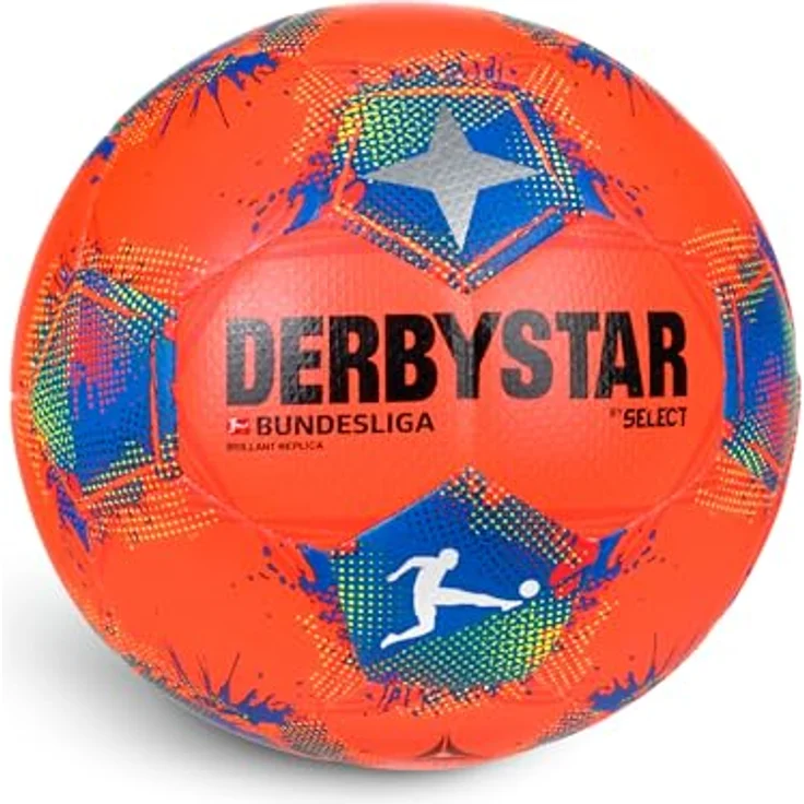 Derbystar Brillant Replica Bundesliga High Visible, Winter-Fussball Größe 5, orange/blau, Dual Bonded Technologie – Bild 3