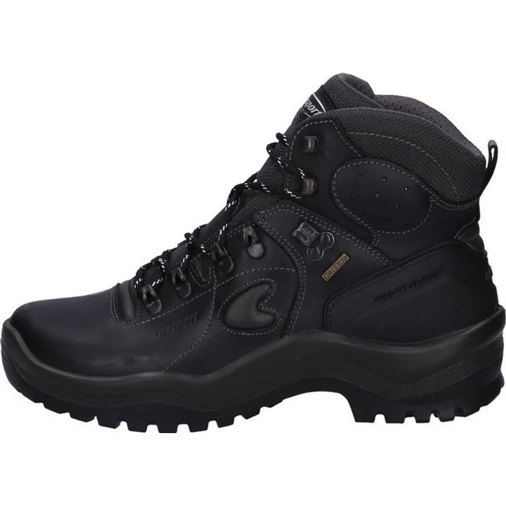 Grisport work Grisport Wanderschuh, schwarz, Fettleder, Größe 43, Schnürsenkelverschluss, geeignet für Wandern und Trekking
