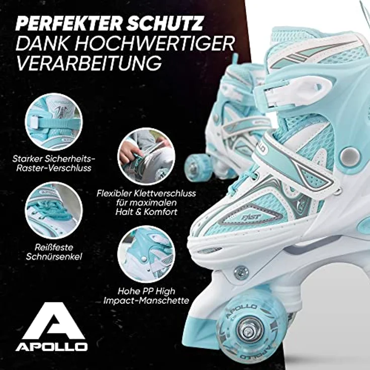Apollo Rollschuhe LED Rollschuhe größenverstellbar Super Quads X-Pro, LED Räder, größenverstellbar 31-42, blau – Bild 4