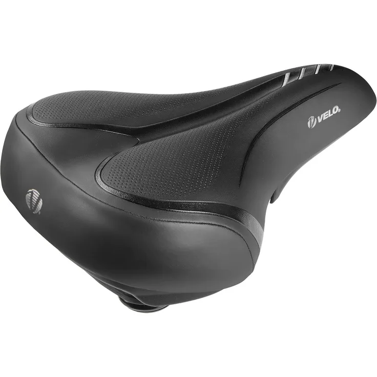 Velo Fit Townie, Velosattel mit Elastomer-Federung für Komfort, 19,9 cm Sitzbreite, schwarz mit silbernen Streifen