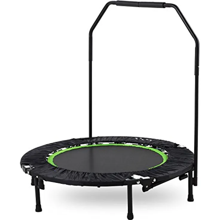 Tunturi Erwachsene klappbares Fitness Trampolin Ø 104cm mit Stange und Randabdeckung/Jumping Fitness Trampolin/Rebounder
