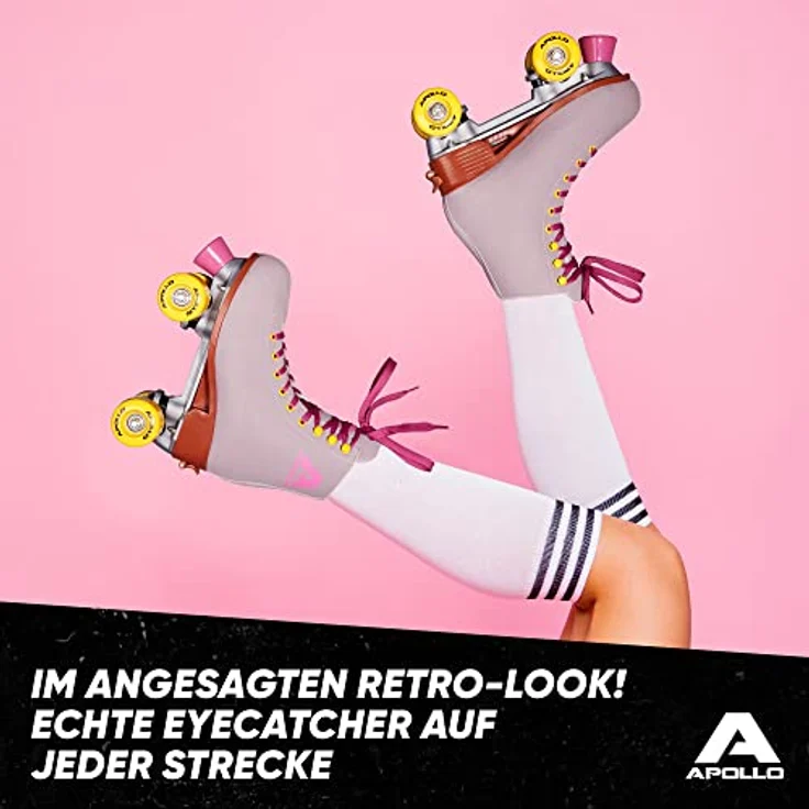 Apollo Rollschuhe Retro Discoroller, verstellbare Disco Roller Skates, größenverstellbar Rollerskates, Retro Design, schwarz – Bild 6
