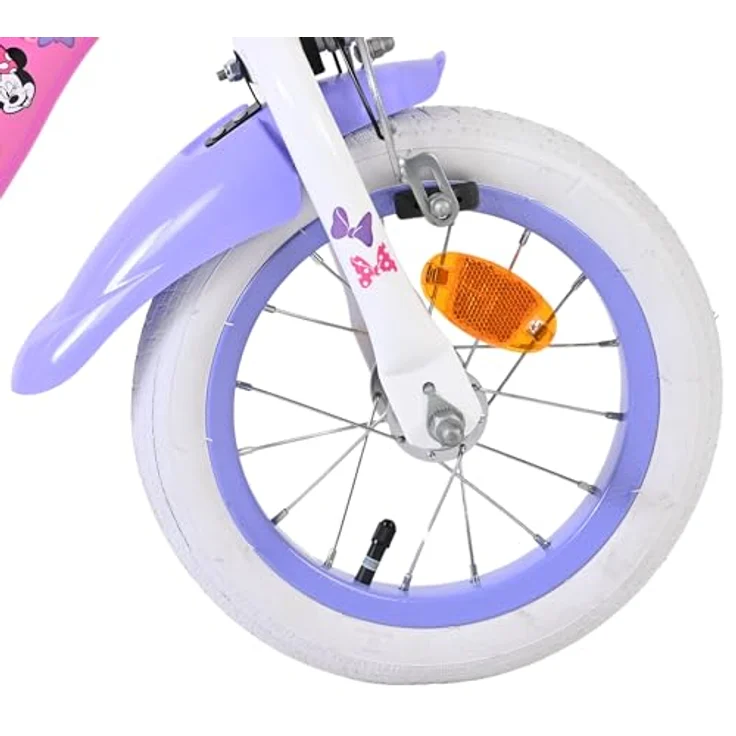 Volare Kinderfahrrad Minnie, 12 Zoll, rosa, mit Handbremse, Rücktrittbremse und abnehmbaren Stützrädern, für Mädchen – Bild 10