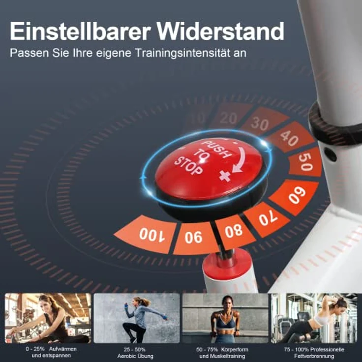 Heimtrainer für den Innenbereich, EVOLAND Profi-Heimtrainer, LCD-Display, Statische Stabilität Heimtrainer Fahrrad, Halterung für Wasserkocher, Verstellbarer Sitz – Bild 4