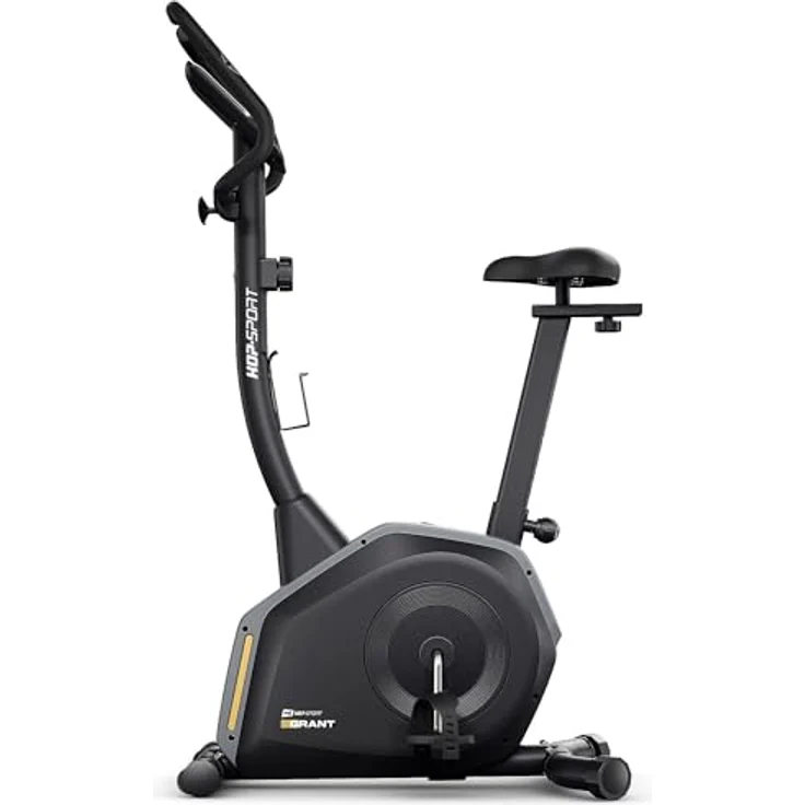 HS HOP-SPORT Heimtrainer Fahrrad HS-4000H Grant mit magnetischem Widerstand und intuitivem LCD-Monitor, Hometrainer mit 16 Widerstandsstufen & Handpulsmessung, bis 125 kg belastbar, in schwarz – Bild 5