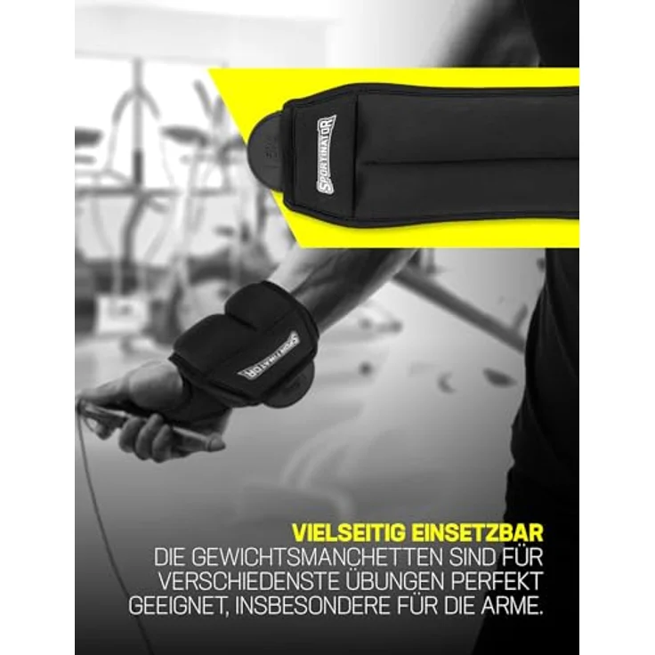 SPORTINATOR® Arm- & Bein-Gewichtsmanschetten Trainingsgewichte Set 2 Stück 2 * 0,5/1/1,5 kg Ankle Weights für Damen, Herren - Strapazierfähiges Material, Klettverschluss, Markenlogo - Blau – Bild 4
