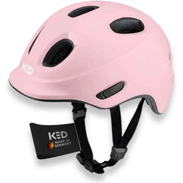 KED Meggy Spark Kinderfahrradhelm, Inmold mit 360° Verstellsystem, Reflektoren, Insektenschutznetz, leicht, verstellbar, Dusty Rose Matt, Größe: 45-50 (S)