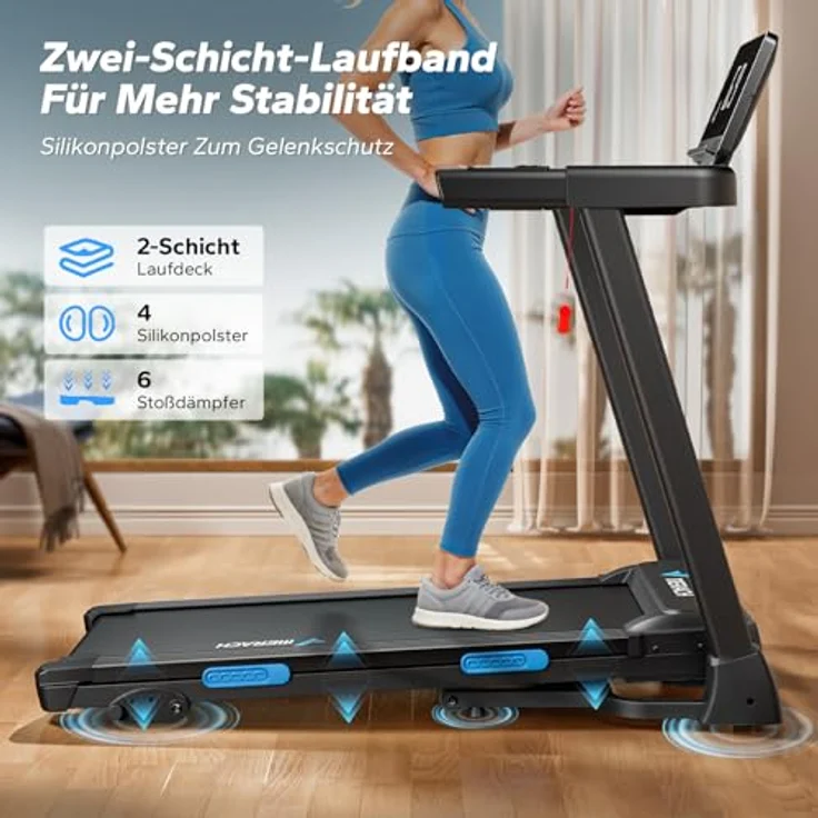 MERACH Klappbares Laufband für Zuhause, Laufband mit 6% Steigung, 2,5PS, Geschwindigkeitsbereich 0,8-12 km/h, LED-Display, Tablet-Halter, inkl. MERACH-APP – Bild 4