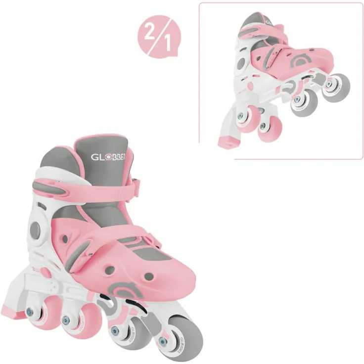 Authentic Sports Globber - 2in1 Learning Skates - rosa - Gr. 26-29 - Werkzeugloser Wechsel, verstellbar, förderung motorischer Fähigkeiten