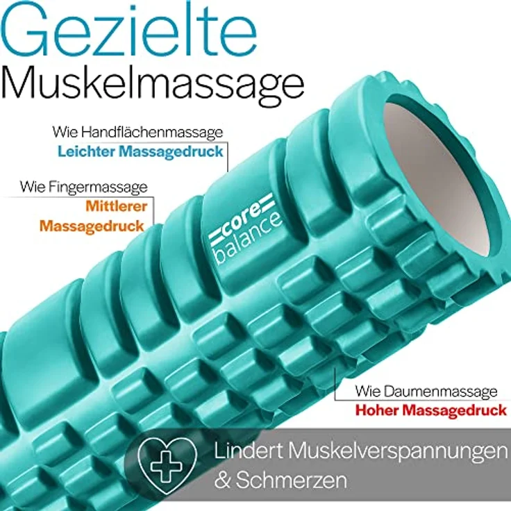 Core Balance Faszienrolle Rücken und Ganzkörper, Texturierter Sport Foam Roller für Tiefengewebemassage, 33 cm x 14 cm, für Fitness, Gym und Physio – Bild 2