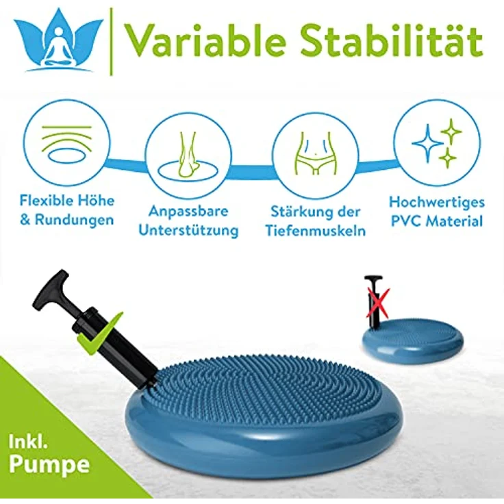 ZenOne Sports Balancekissen, orthopädisches Sitzkissen, Balance Board, Noppenkissen für aufrechte Haltung, Fitness-, Reha-, Balance- & Krafttraining, inkl. Pumpe, E-Book & Workout-Guide & -Video – Bild 4