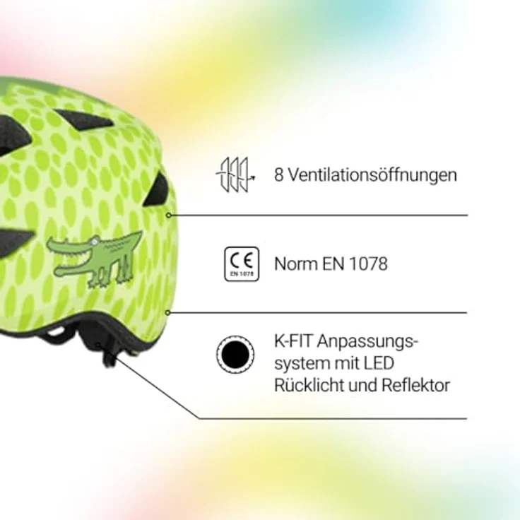 KED Pop II Lite Kinder Fahrradhelm, Ultraleichtes Design mit K-FIT System für sicheren Sitz, Farbe: Green Croco Matt, Größe: 52-56 (M) – Bild 2