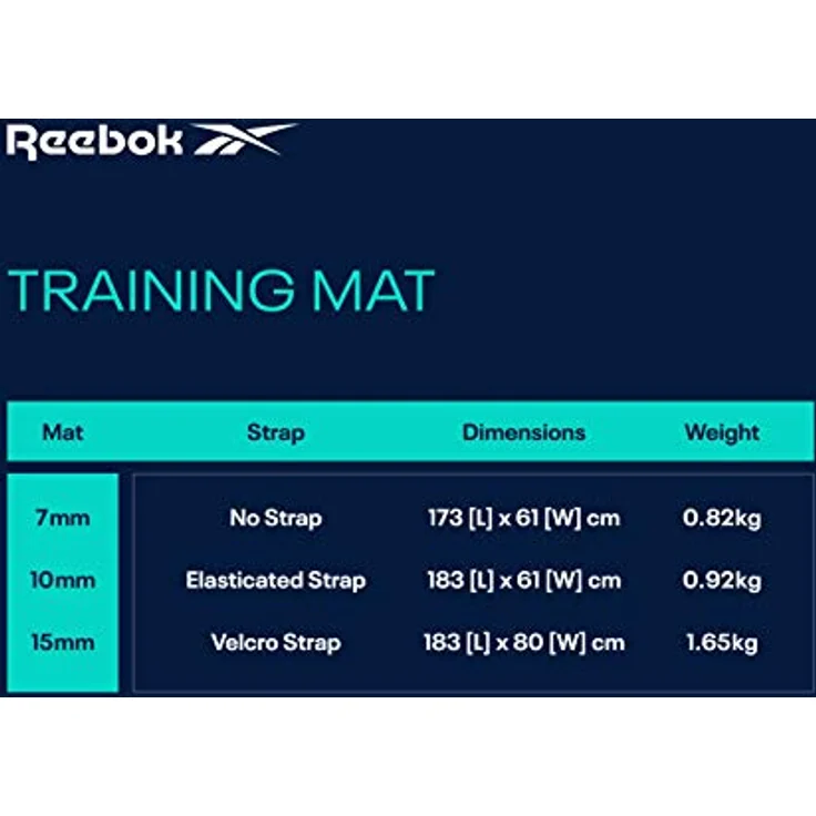 Reebok Unisex - Trainingsmatte 15mm Blau, Yogamatte mit geriffeltem Boden für verbesserten Komfort – Bild 5