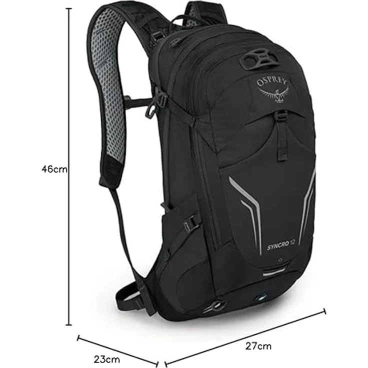 Osprey Syncro 12 Black O/S, Wanderrucksack mit Mesh-Rückenplatte und speziell konzipierten Schultergurten – Bild 4