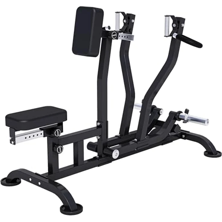 GORILLA SPORTS MAXXUS Rudermaschine - Verstellbar, 140x96x110 cm, für 30/31 und 50/51mm Hantelscheiben, bis 200 kg, rutschfeste Füße, Schwarz - Rückentrainer, Rudergerät für Zuhause, Krafttraining – Bild 1