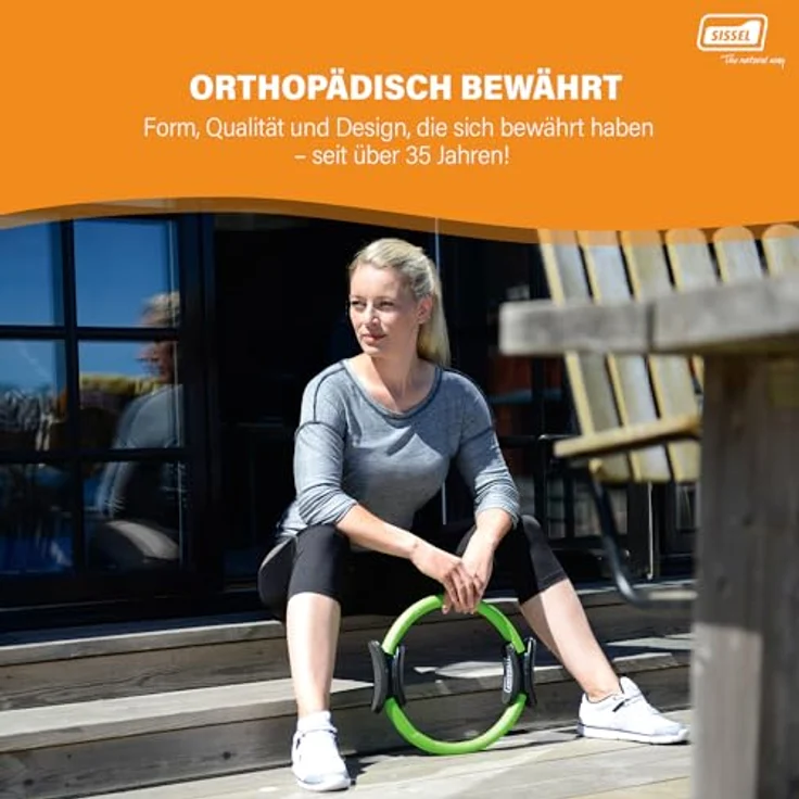 SISSEL® Pilates Circle Compact | Glasfaserring mit Schaumstoffpolstern | Antirutsch-Gummierung | Ideal für Kraft- und Koordinationstraining | Inkl. Übungsposter | Lime – Bild 2
