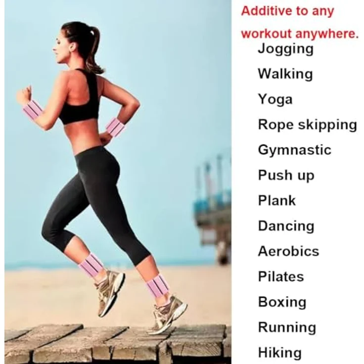 2 PCS Handgelenkgewichte Knöchelgewichte Set Gewichtsmanschetten für Fuß oder Handgelenk auf Bewegung Gehen Joggen Yoga Aerobic Pilates Gewicht Fitness Armband (pink) – Bild 3