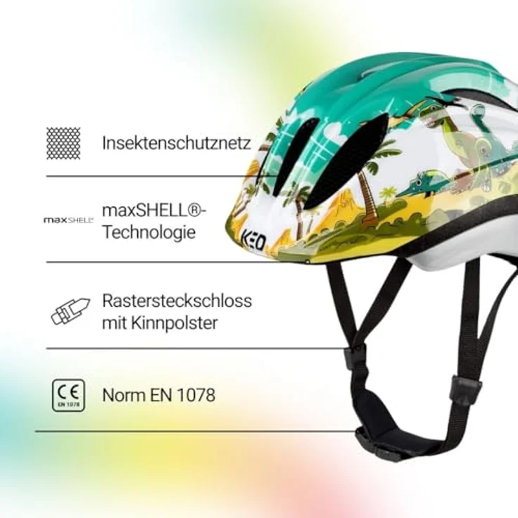 KED Meggy II Trend Fahrradhelm für Kinder – MaxShell Technologie, präzise Größenverstellung, LED Rücklicht, Farbe: Dino, Größe: 44-49 (XS) – Bild 2