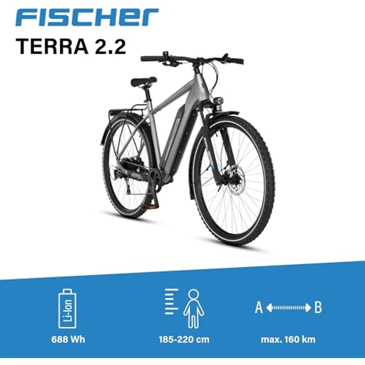 Fischer E-ATB Active Terra 2.2, Elektrofahrrad mit 688Wh Akku, Heckmotor 50Nm, 8 Gänge, hydraulische Scheibenbremse, RH 55 – Bild 2