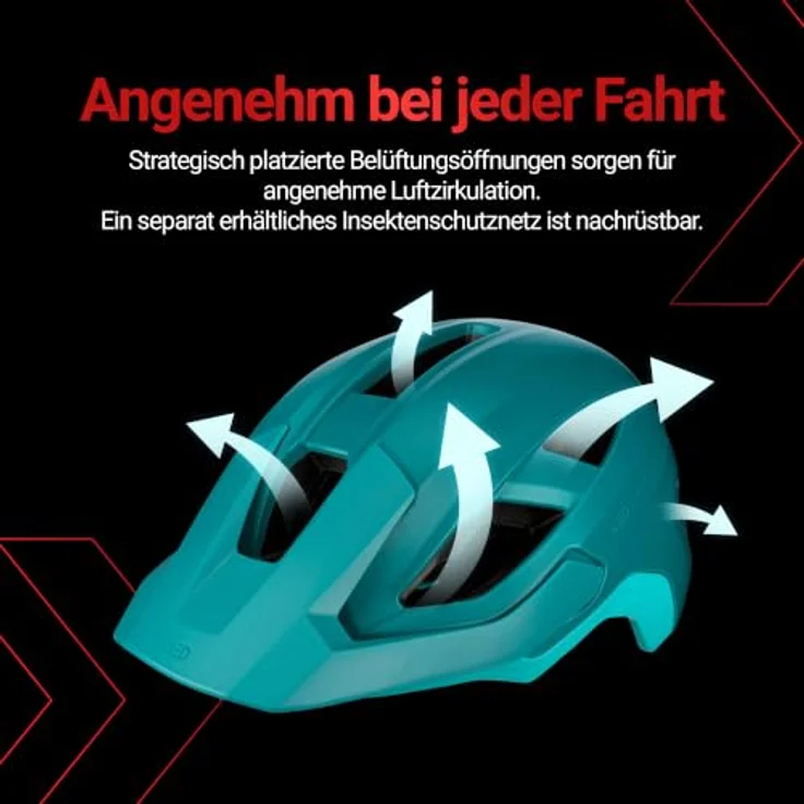 KED Embrace MU-1 Allround Helm, Teal Matt, mit verstellbarem Visier und Insektenschutznetz, Größe 58-62 (L) – Bild 5