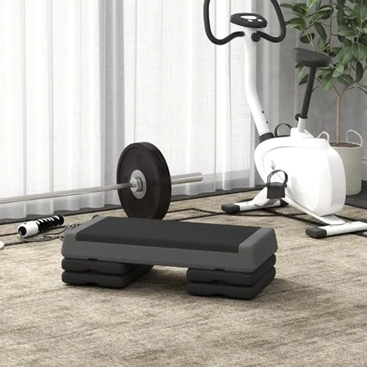 SPORTNOW Stepper, Höhenverstellbar 10,5/15,5/20,5 cm, Rutschfeste Oberfläche, Grau – Bild 6